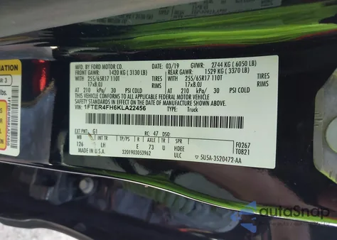 2019 Ford Ranger Xl from USA, damaged, VIN 1FTER4FH6KLA22456